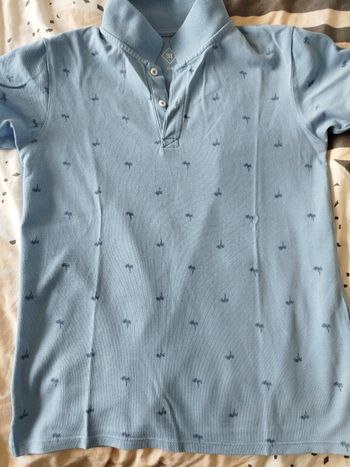 Polo 11-12 ans bleu avec motifs 