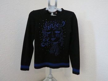 ✨ Pull Christine Laure – Noir & Bleu – Très bon état ✨