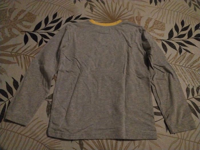 Tee shirt manche longue gris chiné et jaune Tissaia 10 ans - photo numéro 2