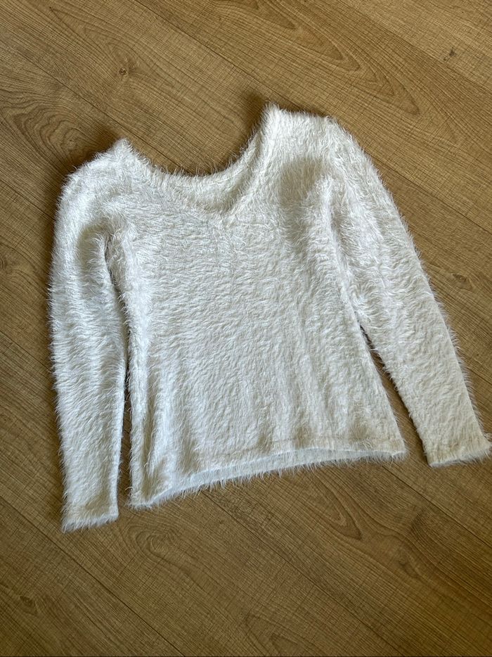 Pull blanc tout doux à manches longues Morgan taille L comme neuf - photo numéro 8
