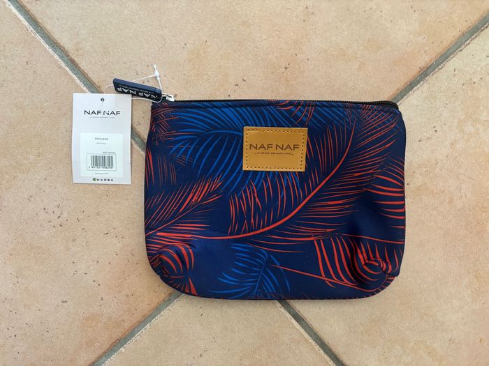 Trousse bleue à motif feuilles - photo numéro 2