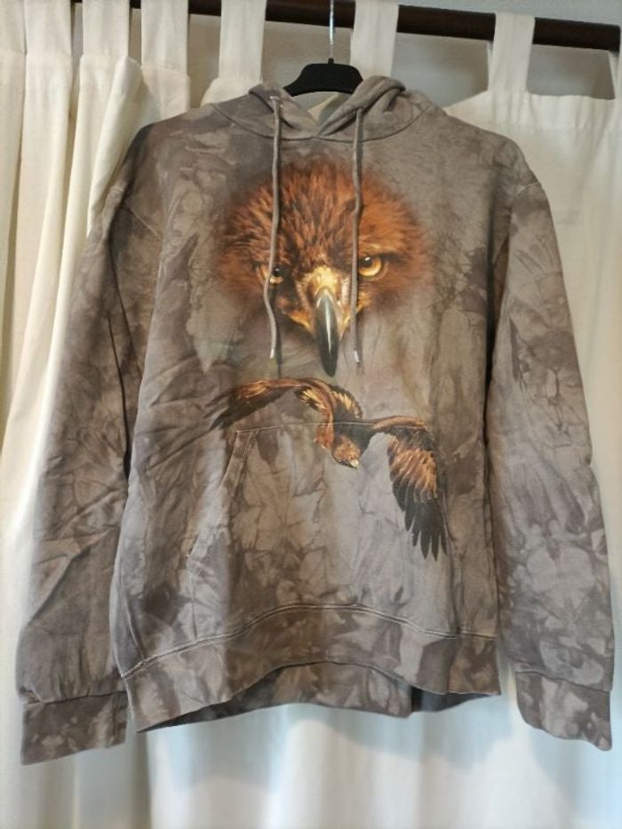 Pull sweat à capuche marron motif aigle