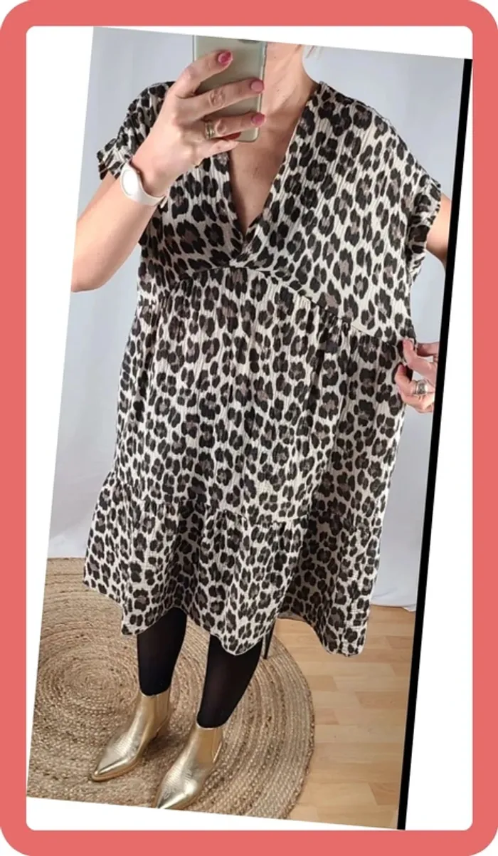 Robe 🐆 léopard - Taille Unique (36-44) - Gaze de coton - Neuve - photo numéro 8