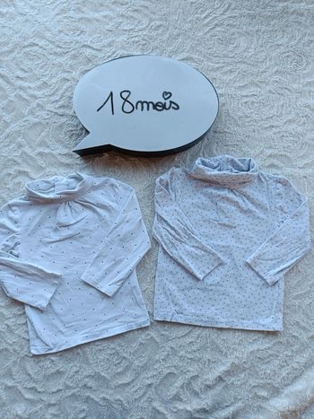 Lot de 2 sous pull col roulé Fille 18 mois cœur pois Kiabi