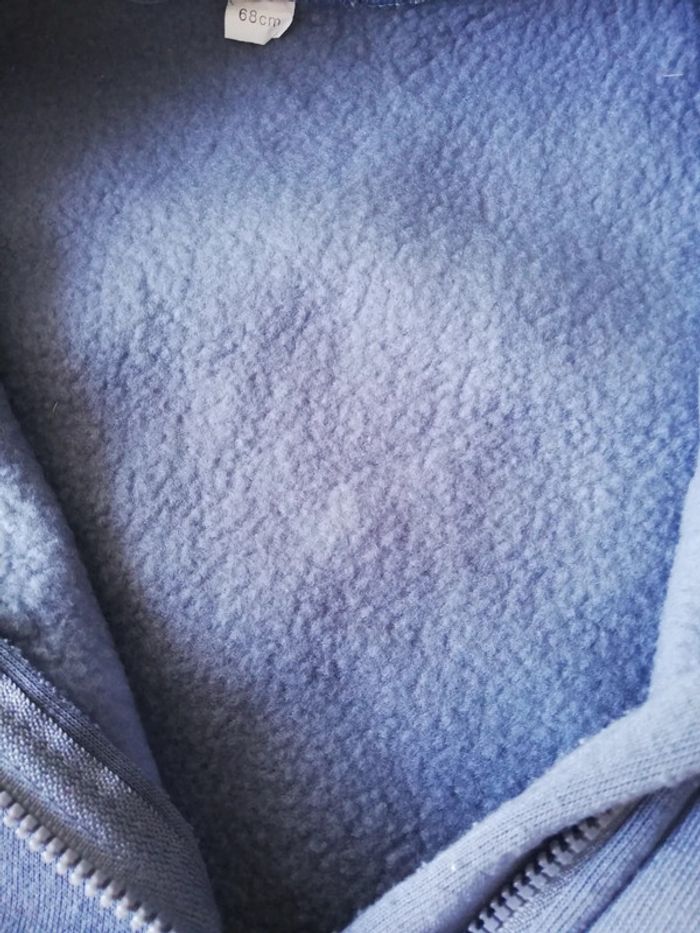 Ensemble pantalon gilet manches longues bleu doublé 68 cm - photo numéro 3