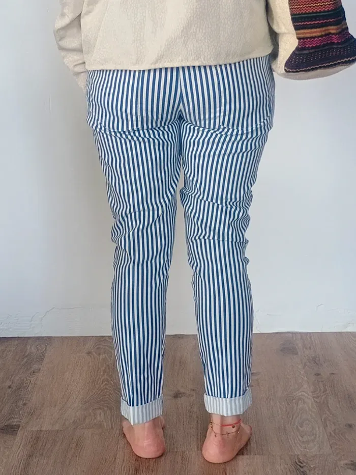 Pantalon rayé bleu/blanc Talia – T36 – Neuf - photo numéro 2