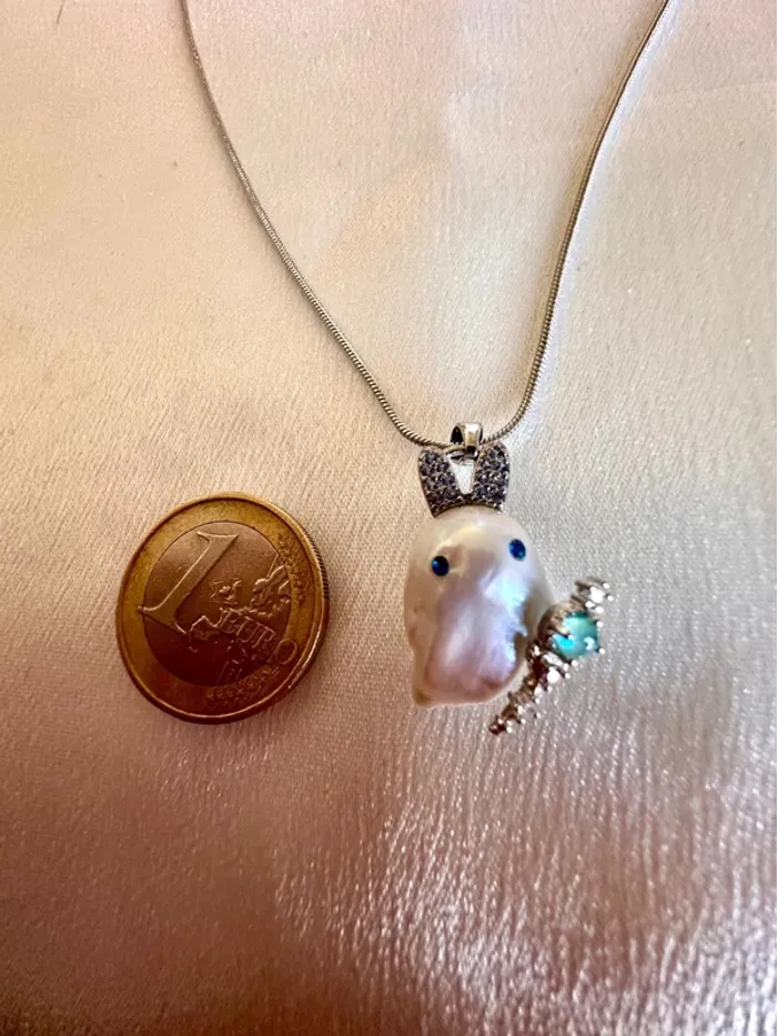 Collier perle naturelle baroque – Petit magicien féérique avec bâton magique - photo numéro 5