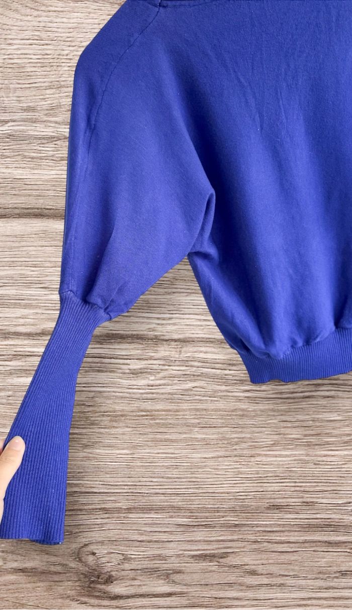 Sweat-shirt pull bleu royal léger taille 36 S - photo numéro 3