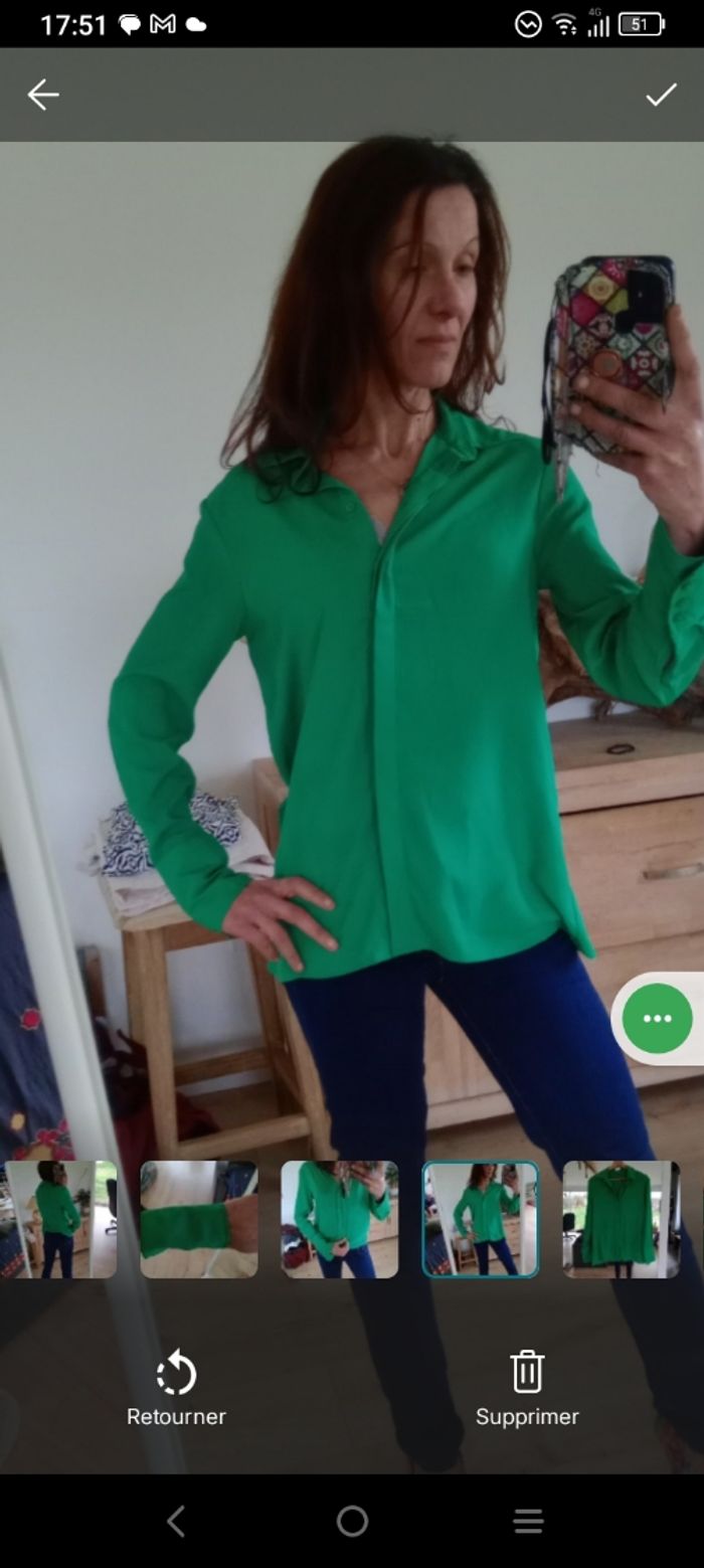Chemise femme fluide s verte c77 - photo numéro 5