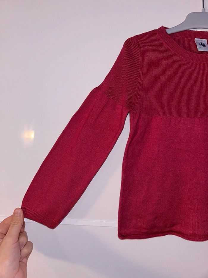 Pull à col rond en soie côtelé rose uni - photo numéro 3