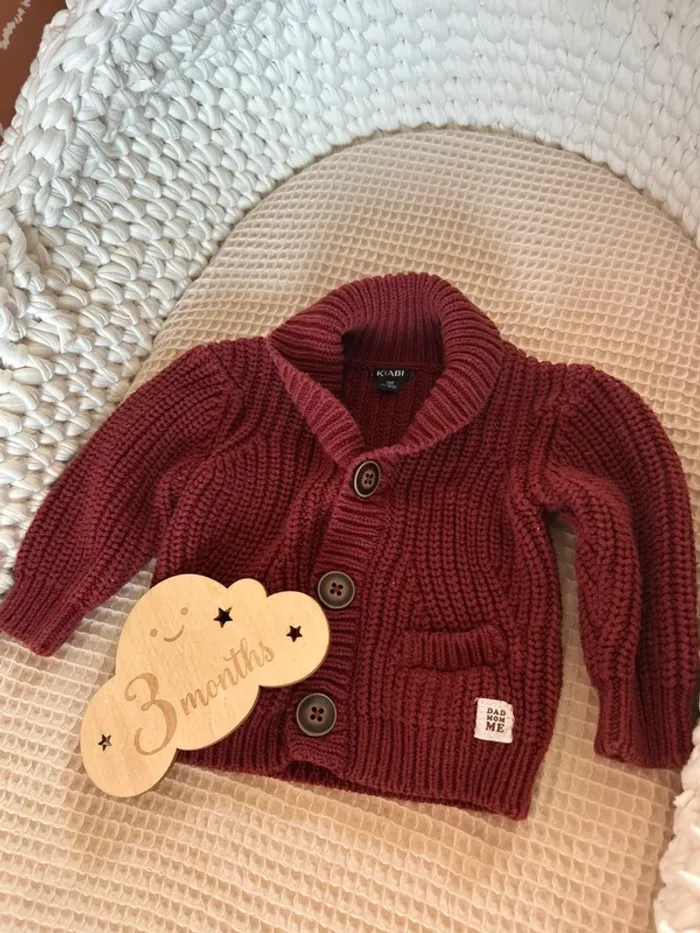 Veste pull 3 mois Kiabi Bordeaux
