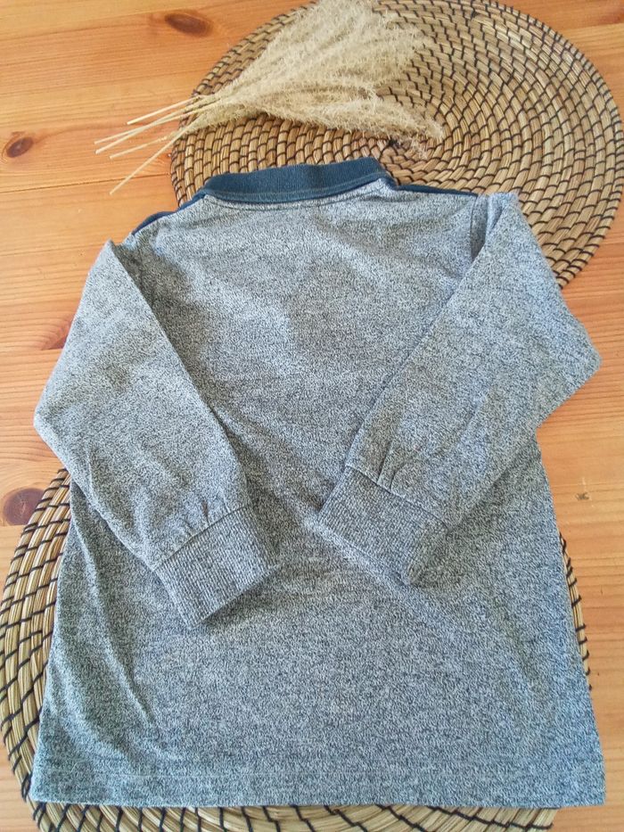 Polo manches longues tons bleu, gris et vert TAO taille 4 ans - photo numéro 4