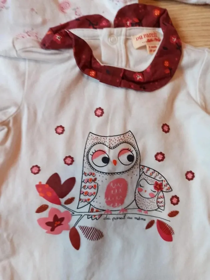 Lot de 3 bodies fille manches longues col Claudine - photo numéro 2