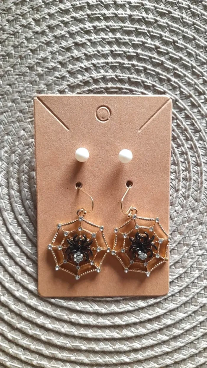 Boucles d’oreilles toile & araignée Halloween