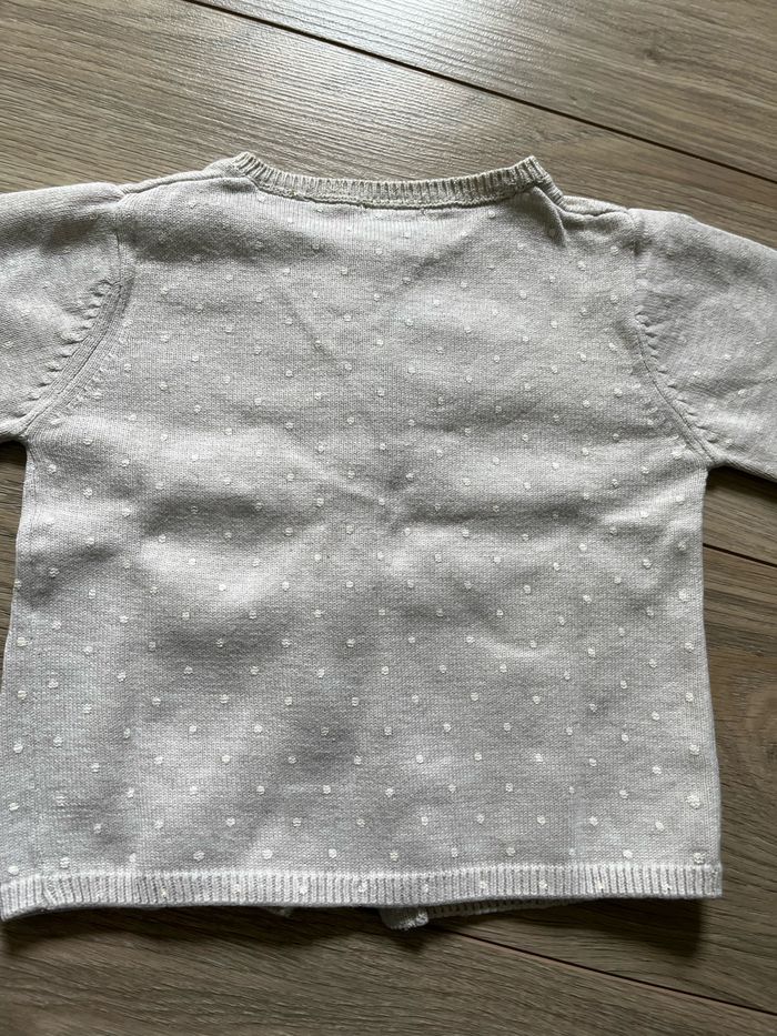 Gilet fille beige à pois taille 12mois - photo numéro 3