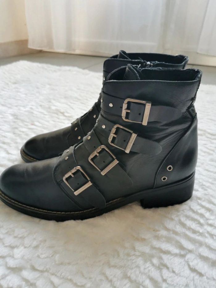 Bottines boots à brides rivets Musse & cloud 40 tout cuir - photo numéro 4