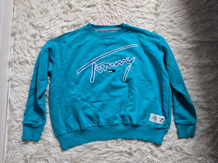 Sweat Tommy Jeans turquoise - Taille XS (grand) - Neuf - photo numéro 4