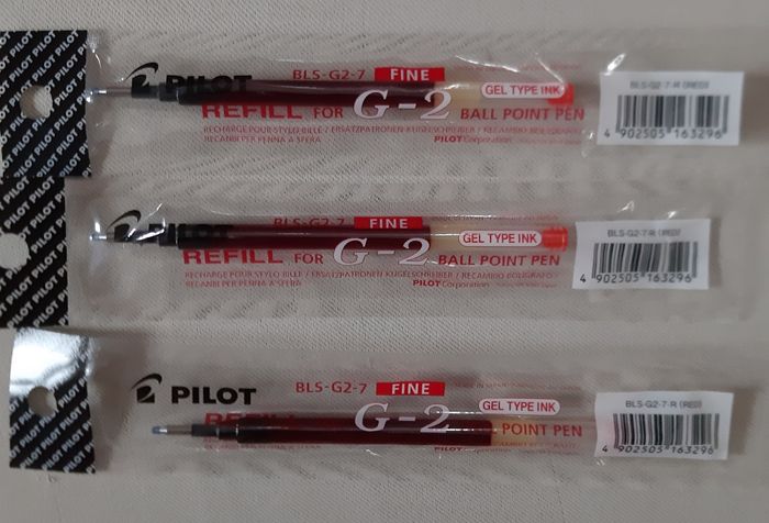3 recharges pour stylo rouge pilot - BLS-G2 - roller encre gel - pointe fine