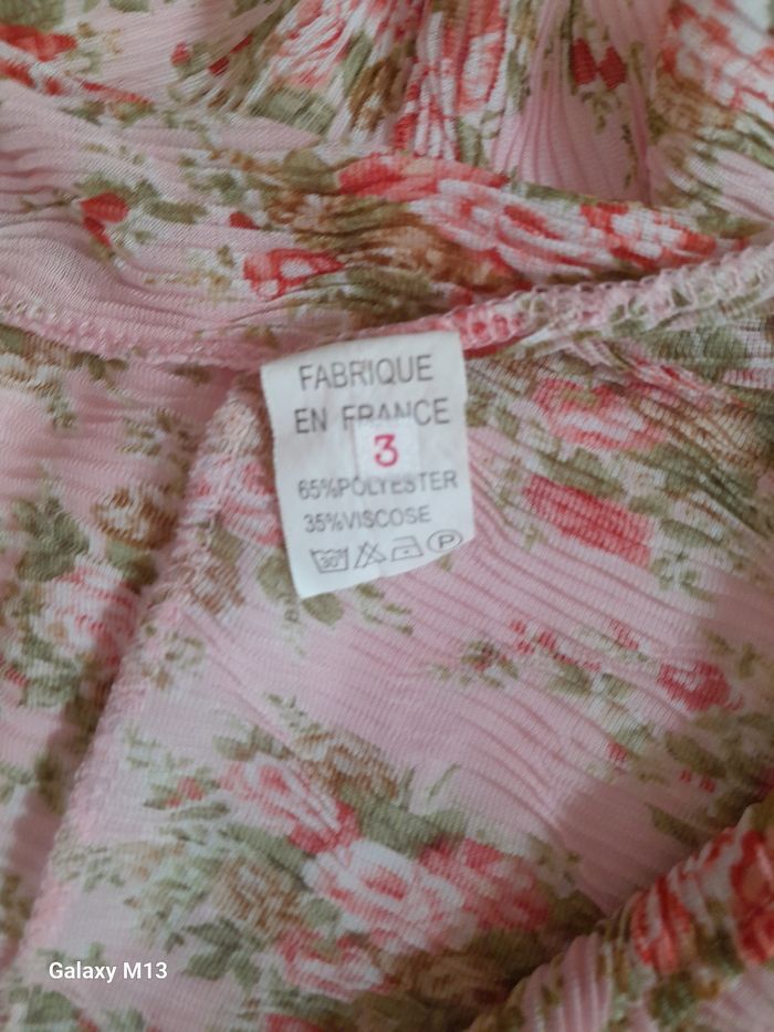 Ensemble femme pour l'été chemisier et jupe motif floral taille 48 fabriqué en France - photo numéro 2