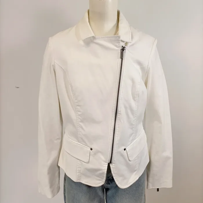 Veste blanche printemps/ été élégante -  Xanaka taille 42 - zip style perfecto A1539 - photo numéro 2