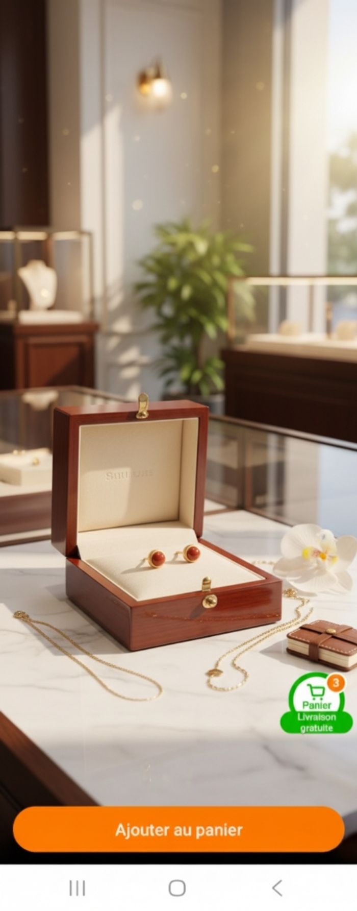 pièce unique ! 🚨 puces d'oreilles or et corail naturel - élégance intemporelle ⏳ - photo numéro 4