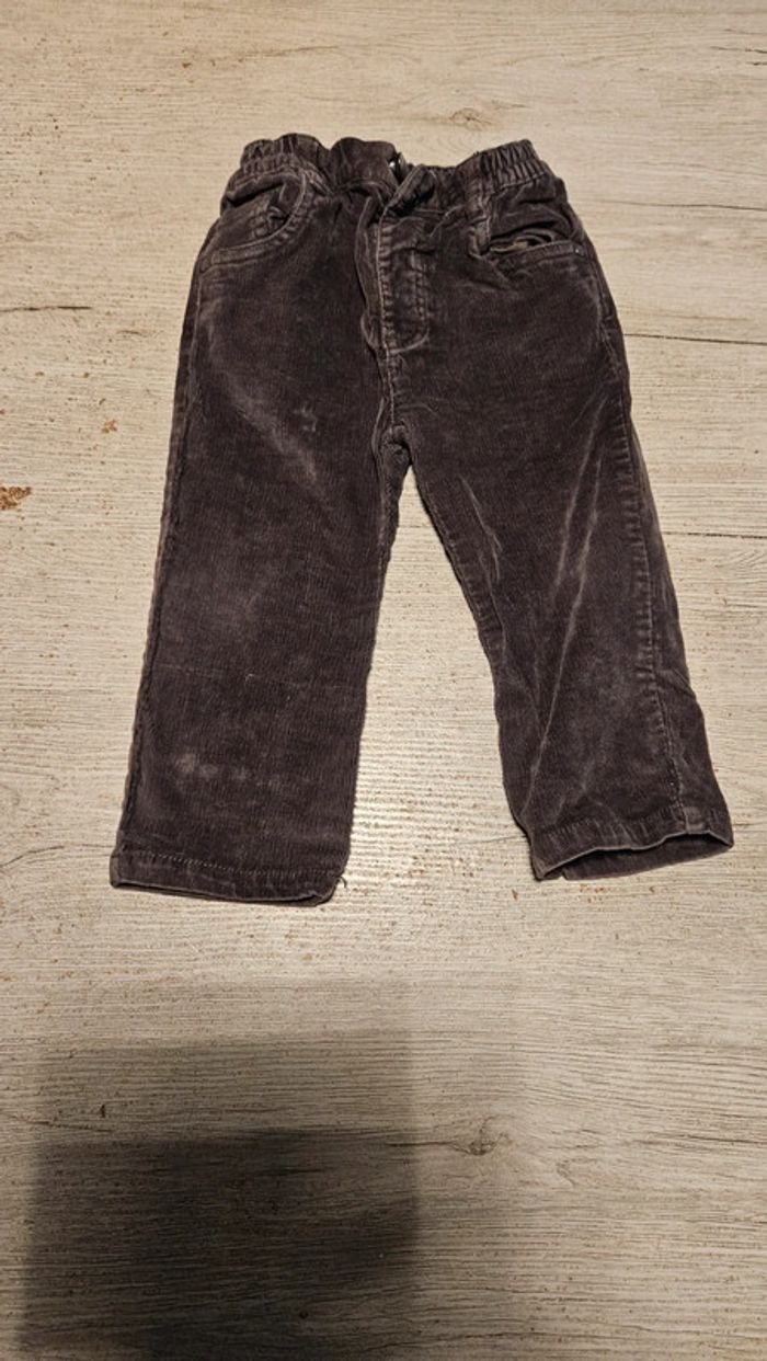 Pantalon brun en velour cotelé, stretch, Grain de Blé, 18 mois