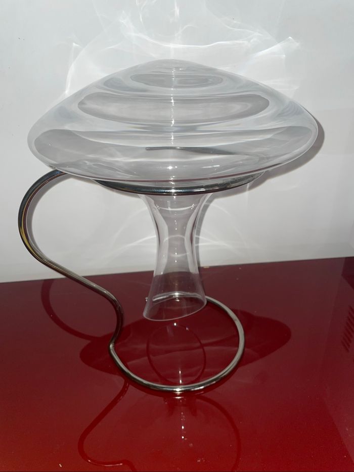 Carafe à vin 2 l en verre avec support métal