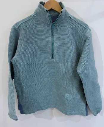 Half Zip pullover Mens S vintage ribbed blue