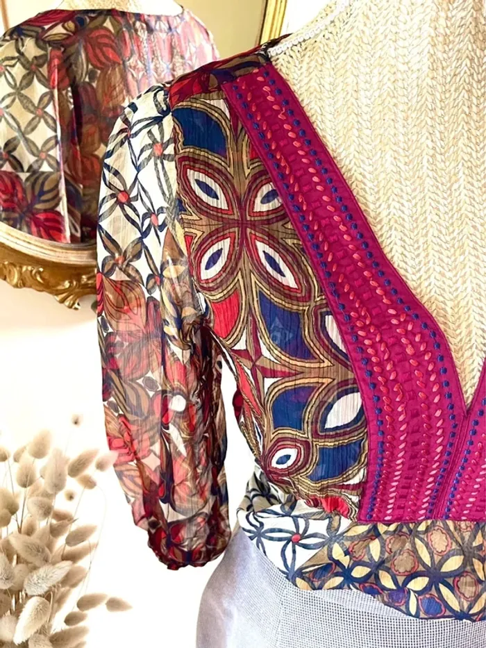Sublime tunique léger décolleté en V motif géométrique - photo numéro 16