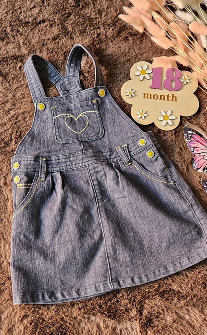 Robe en jeans été gris et vert 18 mois - photo numéro 2