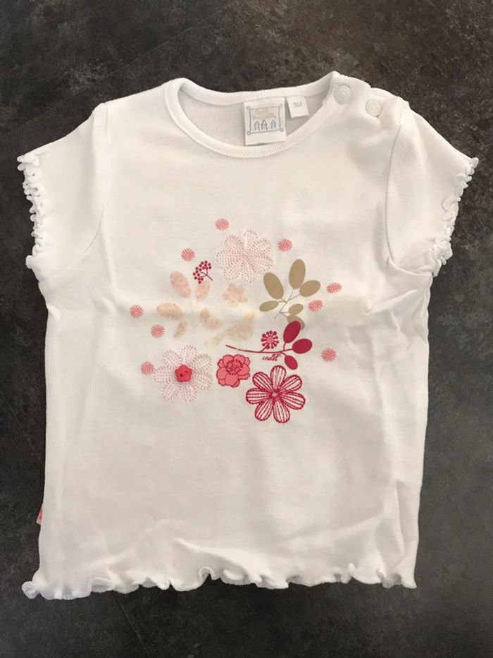 T-shirt fille blanc 3 mois Cadet Rousselle