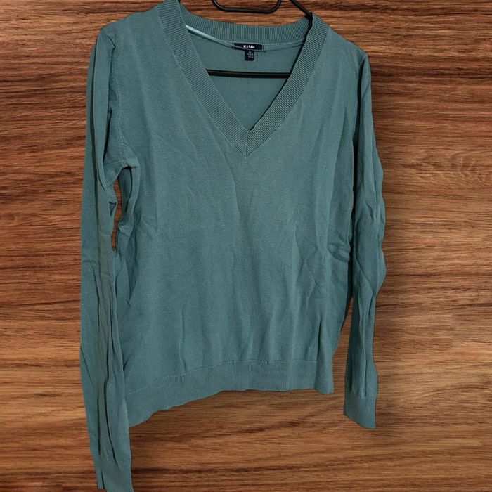 Pull col V, vert, Kiabi - 38/M