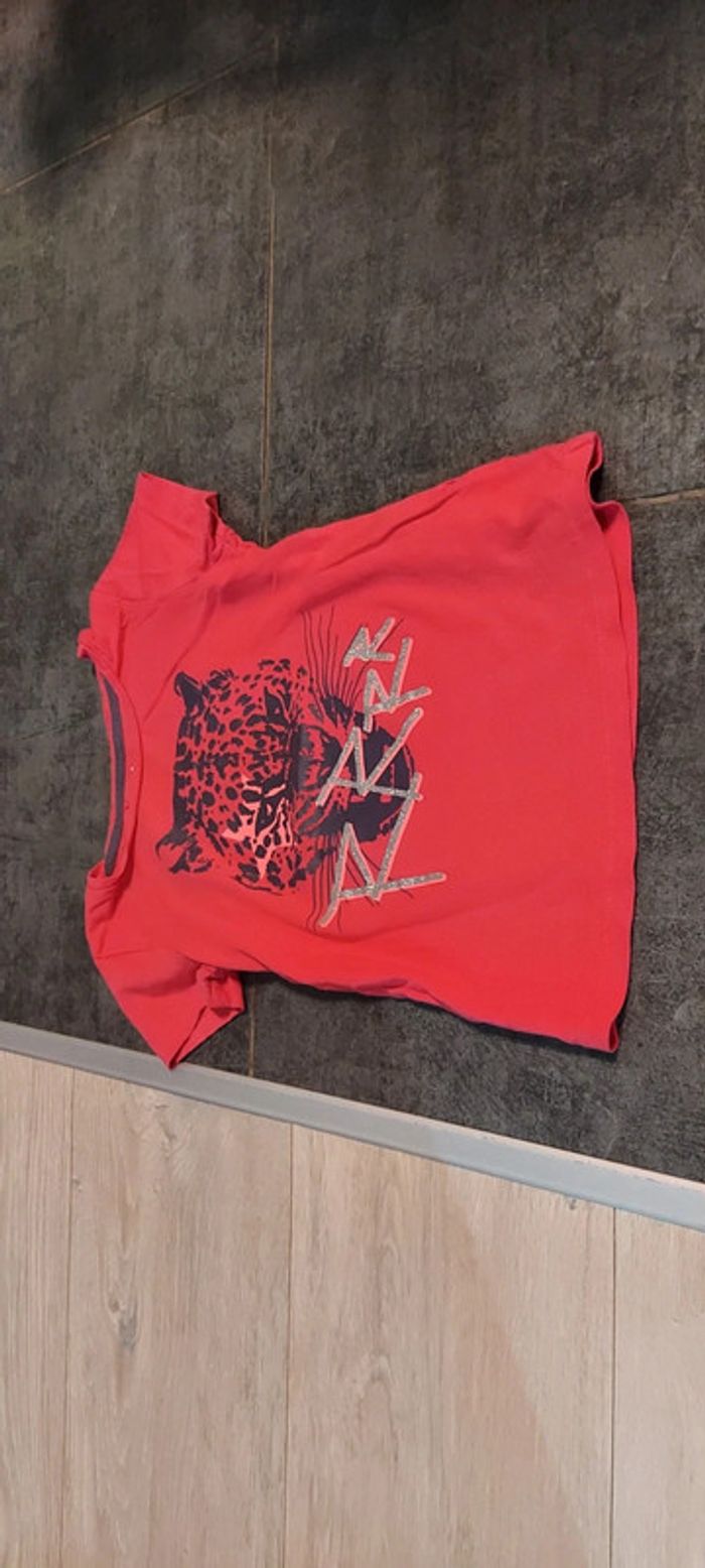 T shirt fushia, manches courtes, Tex, taille 3/4ans, nickel