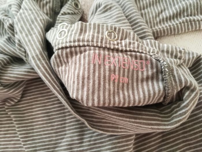 Sous pull 92 cm rayé blanc/gris in extenso - photo numéro 2