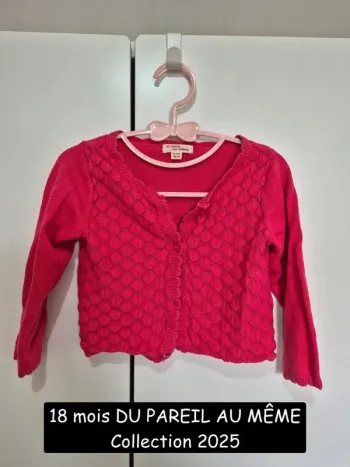 Collection 2025 Du pareil au même 18 mois 80 cm cardigan rose  gilet fille