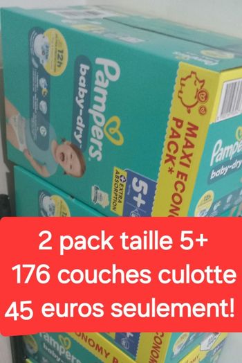 Lot de 176 couches Pampers Taille 5+ 45€ le tout