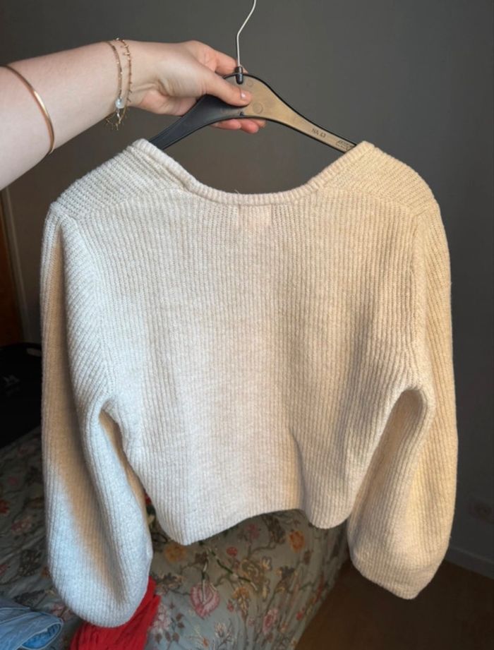 Pull col carré hm crème taille S - photo numéro 2
