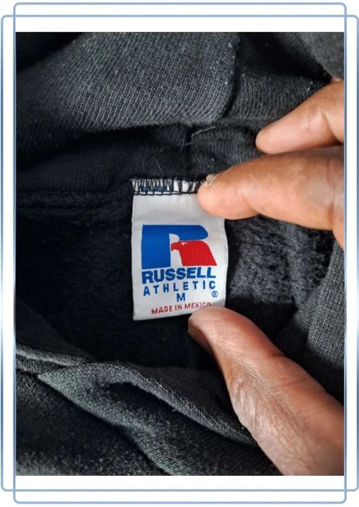 Sweat à capuche / hoodie russell athletic - taille M - unisex noir floqué (323) - photo numéro 7