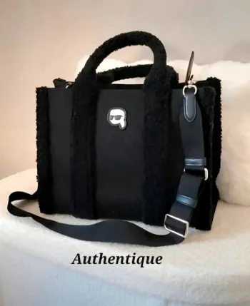 Sac XXL. Tissu et fourrure. Bandoulière réglable amovible. Karl Lagerfeld authentique. Neuf 🥰