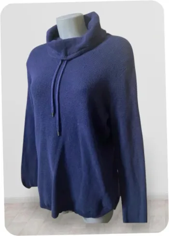 Pull Ralph Lauren Bleu Marine à Liens Col Cheminée – Taille XL (42/44)