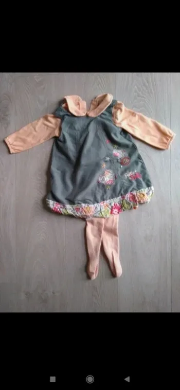Ensemble robe fille 12 mois neuf