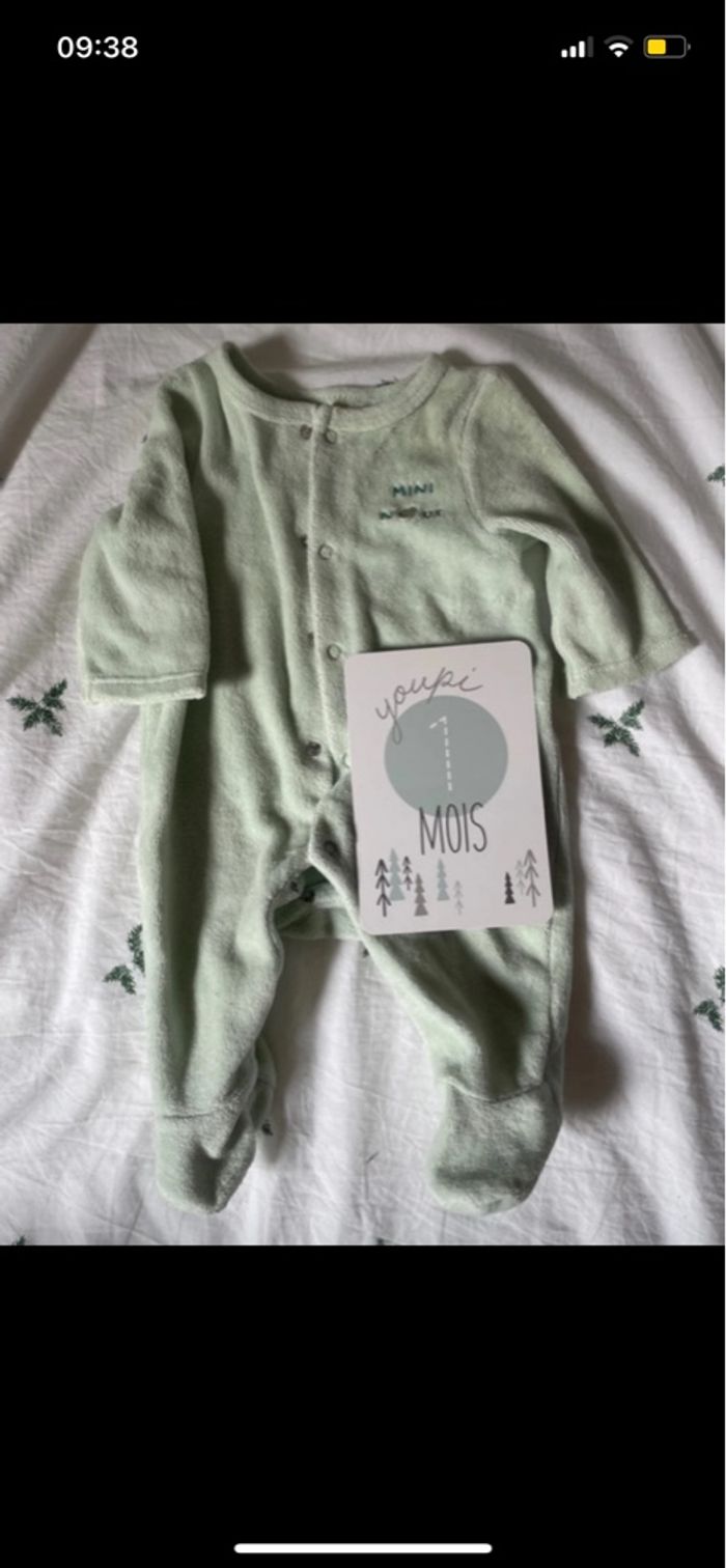 Pyjama velours chaud hiver 1 mois tape à l’œil ouverture avant