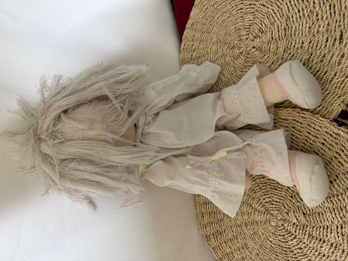 Poupée Doudou Pierrot Chiffon rose Et Blanc Mundia - photo numéro 3