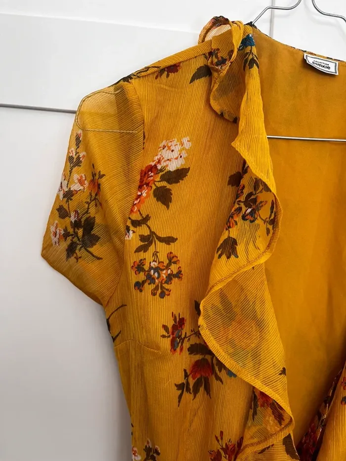 Robe été à volants jaune moutarde - photo numéro 2