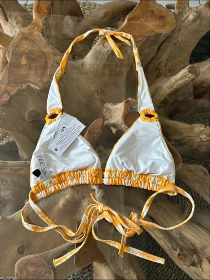 Haut de maillot de bain Etam jaune fleur triangle - photo numéro 2