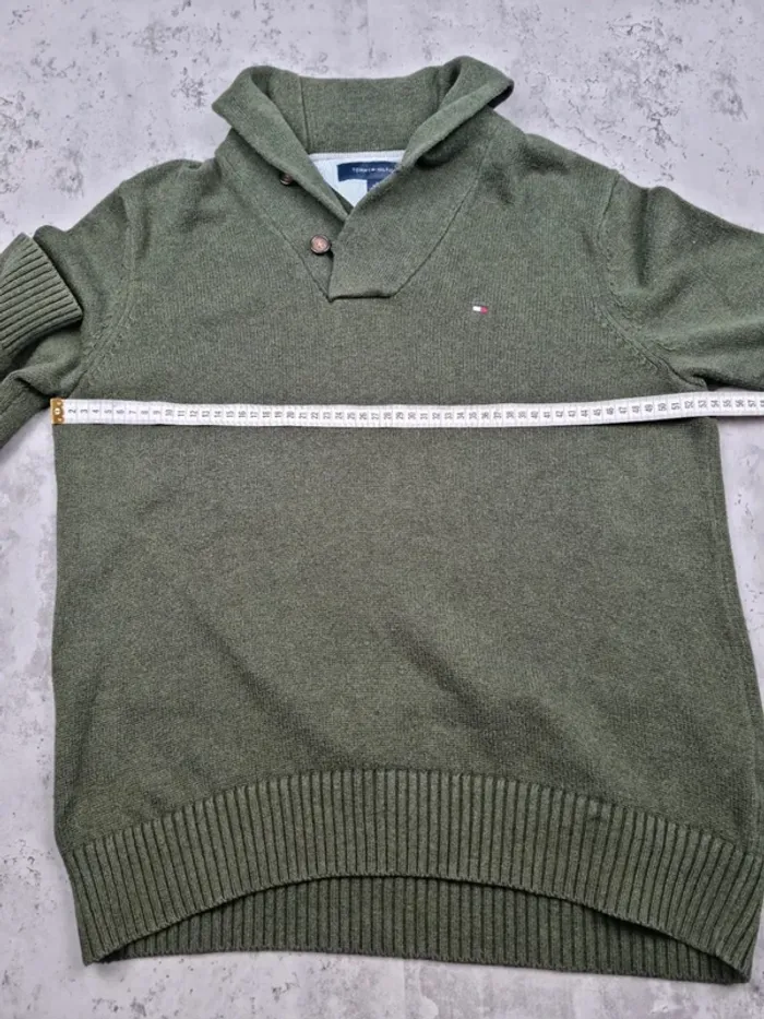 Pull col châle Tommy Hilfiger kaki L Hommes - photo numéro 11