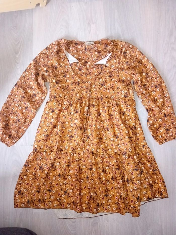 Robe femme jaune moutarde
