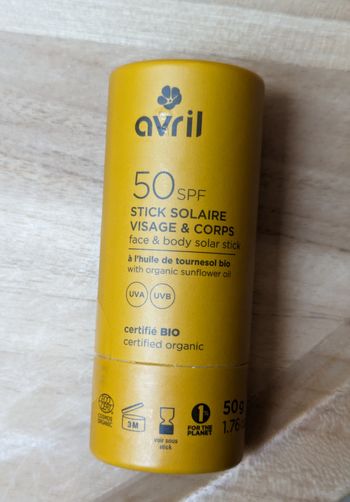 Avril stick solaire visage et corps SPF50 petit format 50g