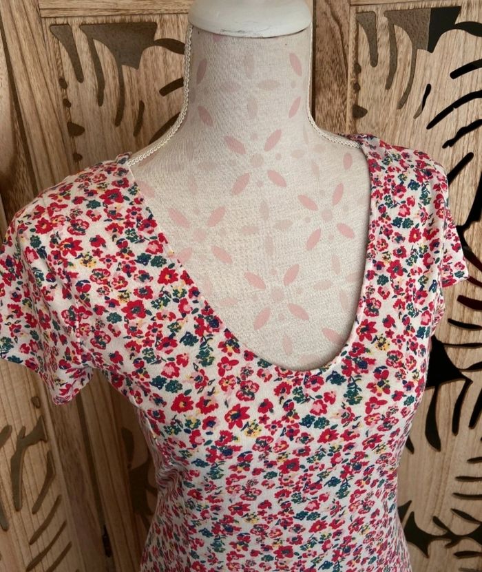 Robe imprimée fleurie col V - photo numéro 3