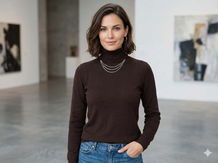 Pull col roulé fin marron Taille M ZARA neuf - photo numéro 1